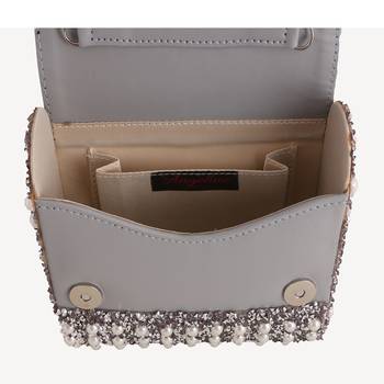Angeline's Pearl Studded Grey Designer Sling Bag 4