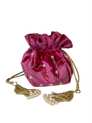 Angeline's Royal Velvet Pink Potli Bag 1