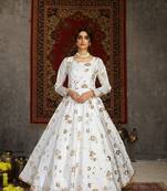 White Tafetta Silk Party Wear Gown Semi Stitched