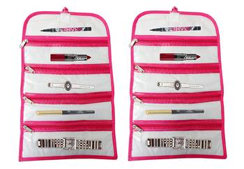 Atorakushon   Fabric Cosmetic Makeup Pouch Payal Chain watches Wrist Watch Jewelry Organizer Pack of 2 (Pink) 1
