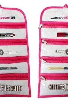 Atorakushon   Fabric Cosmetic Makeup Pouch Payal Chain watches Wrist Watch Jewelry Organizer Pack of 2 (Pink)