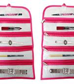 Atorakushon   Fabric Cosmetic Makeup Pouch Payal Chain watches Wrist Watch Jewelry Organizer Pack of 2 (Pink)