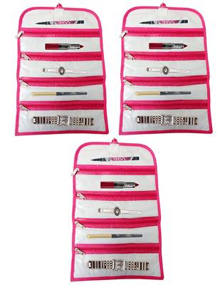 Atorakushon   Fabric Cosmetic Makeup Pouch Payal Chain watches Wrist Watch Jewelry Organizer Pack of 3 (Pink) 1