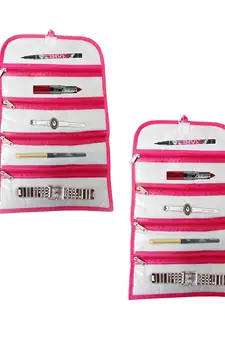 Atorakushon   Fabric Cosmetic Makeup Pouch Payal Chain watches Wrist Watch Jewelry Organizer Pack of 4 (Pink)
