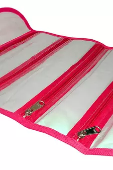 Atorakushon   Fabric Cosmetic Makeup Pouch Payal Chain watches Wrist Watch Jewelry Organizer Pack of 4 (Pink)