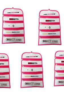 Atorakushon   Fabric Cosmetic Makeup Pouch Payal Chain watches Wrist Watch Jewelry Organizer Pack of 5 (Pink)