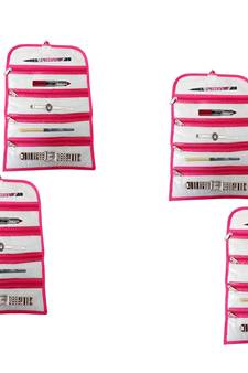 Atorakushon   Fabric Cosmetic Makeup Pouch Payal Chain watches Wrist Watch Jewelry Organizer Pack of 6 (Pink)