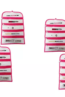 Atorakushon   Fabric Cosmetic Makeup Pouch Payal Chain watches Wrist Watch Jewelry Organizer Pack of 6 (Pink)