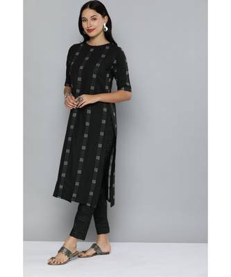 Kvsfab Black & White Striped Pure Handloom Cotton Unstitched Dress Material 3