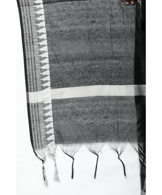 Kvsfab Black & White Striped Pure Handloom Cotton Unstitched Dress Material 4