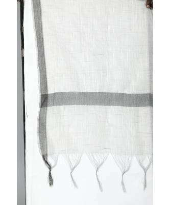 Kvsfab White & Grey Ethnic Motif Patterned Pure Handloom Cotton Unstitched Dress Material 4