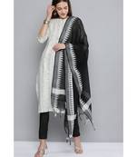 Kvsfab White & Black Pure Handloom Cotton Unstitched Sustainable Dress Material