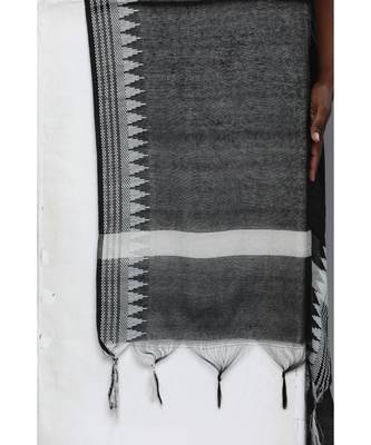 Kvsfab White & Black Pure Handloom Cotton Unstitched Sustainable Dress Material 4