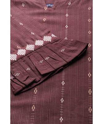 Kvsfab Rust Brown & White Ethnic Motif Patterned Pure Handloom Cotton Unstitched Dress Material 4