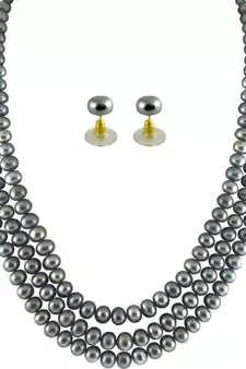 Grey pearl necklaces