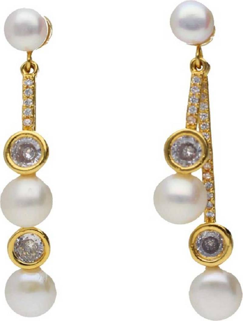 White pearl earrings