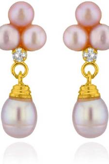 Pink pearl earrings