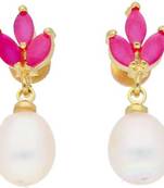 Pink pearl earrings