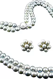 Grey pearl necklaces