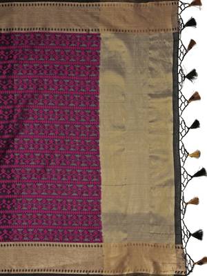 Black woven art silk saree with blouse 3