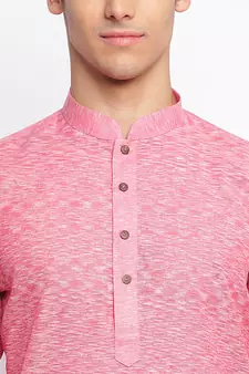Pink plain Pattern Straight men kurta