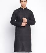 Black ChikankariPattern Straight men kurta