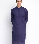 Deep Blue ChikankariPattern Straight men kurta