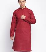 Maroon ChikankariPattern Straight men kurta