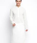Off White ChikankariPattern Straight men kurta