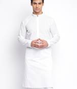 White ChikankariPattern Straight men kurta