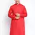 Tomato Red plain Pattern Straight men kurta