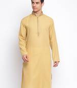 Deep Beige plain Pattern Straight men kurta