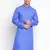 Ink Blue plain Pattern Straight men kurta