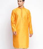 Orange Woven Pattern Straight men kurta
