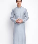 Grey plain Pattern Straight men kurta