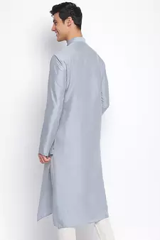 Grey plain Pattern Straight men kurta