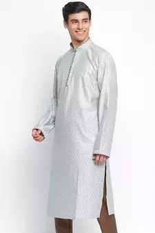 Powder Blue ChikankariPattern Straight men kurta