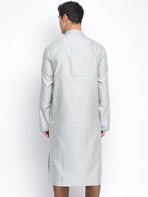Powder Blue ChikankariPattern Straight men kurta 4