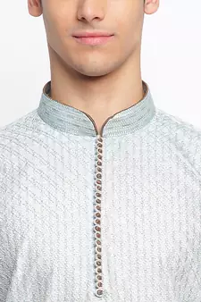 Powder Blue ChikankariPattern Straight men kurta
