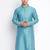 Ocean Blue Woven Pattern Straight men kurta