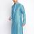 Ocean Blue Woven Pattern Straight men kurta