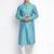 Ocean Blue Woven Pattern Straight men kurta