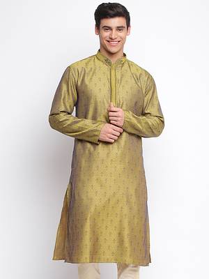 Gold Woven Pattern Straight men kurta 1