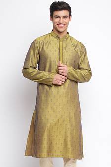 Gold Woven Pattern Straight men kurta