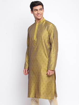 Gold Woven Pattern Straight men kurta 2