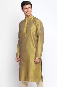 Gold Woven Pattern Straight men kurta