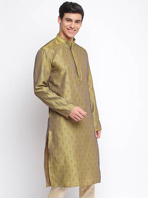 Gold Woven Pattern Straight men kurta 3