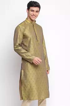 Gold Woven Pattern Straight men kurta