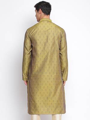 Gold Woven Pattern Straight men kurta 4