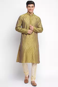 Gold Woven Pattern Straight men kurta